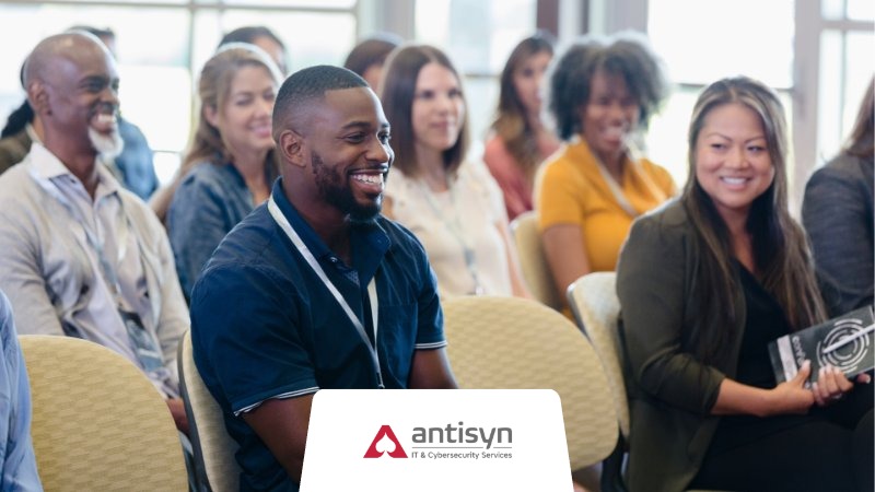 A group of attendees at one of the many tech conferences in Jacksonville, Florida.